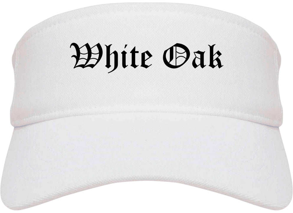 White Oak Texas TX Old English Mens Visor Cap Hat White