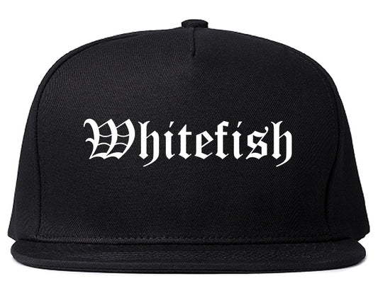 Whitefish Montana MT Old English Mens Snapback Hat Black