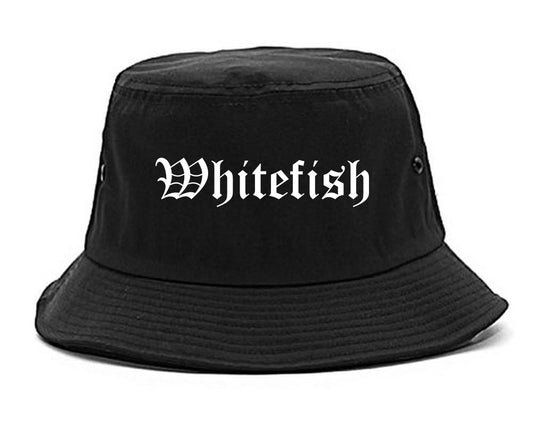 Whitefish Montana MT Old English Mens Bucket Hat Black
