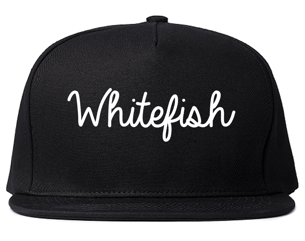 Whitefish Montana MT Script Mens Snapback Hat Black