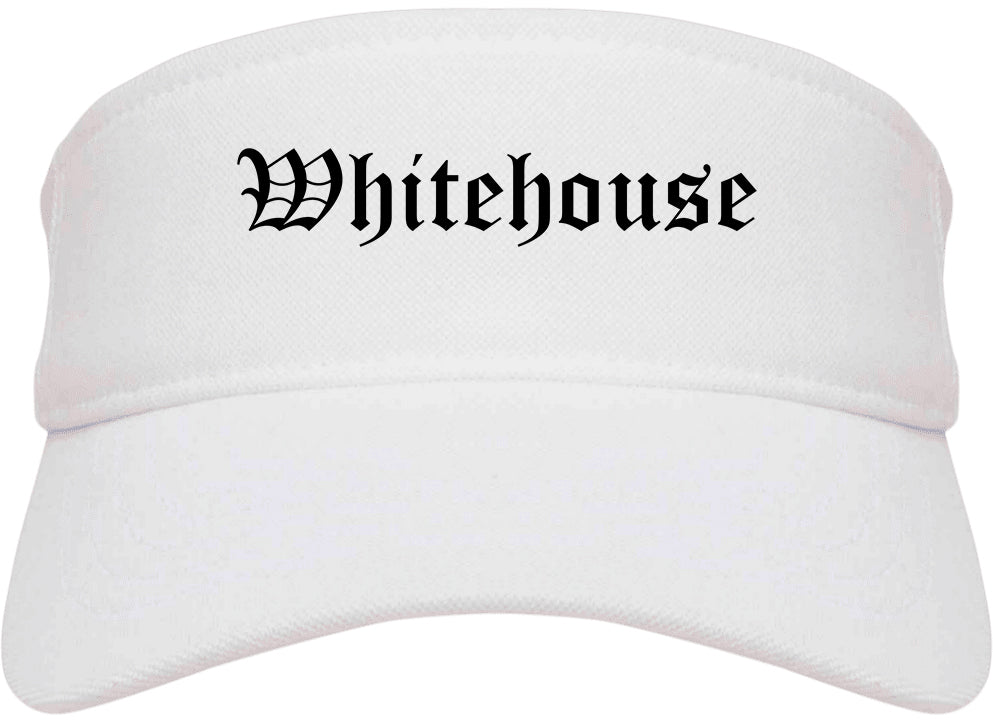 Whitehouse Texas TX Old English Mens Visor Cap Hat White