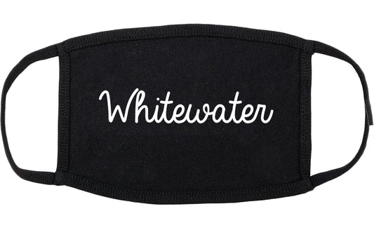Whitewater Wisconsin WI Script Cotton Face Mask Black