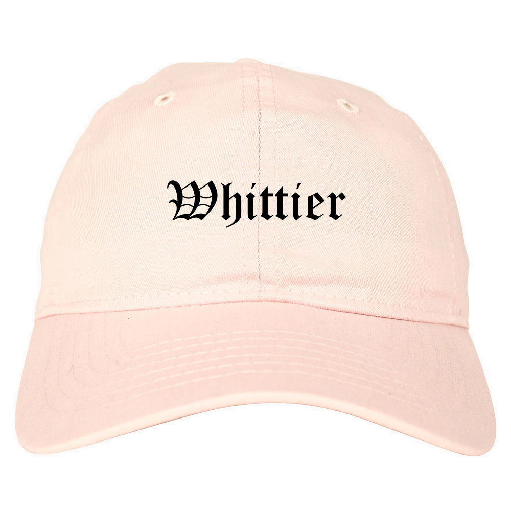 Whittier California CA Old English Mens Dad Hat Baseball Cap Pink