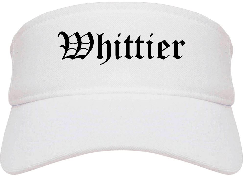 Whittier California CA Old English Mens Visor Cap Hat White