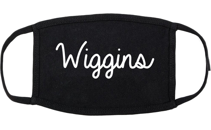 Wiggins Mississippi MS Script Cotton Face Mask Black