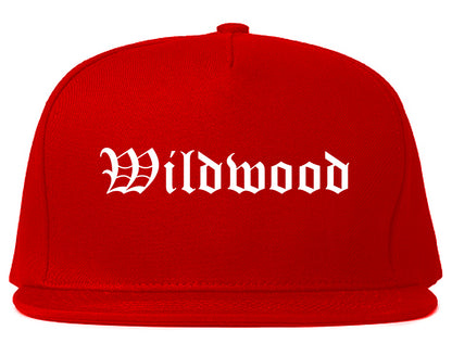 Wildwood New Jersey NJ Old English Mens Snapback Hat Red