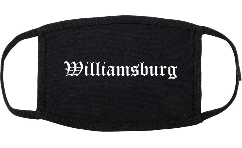 Williamsburg Virginia VA Old English Cotton Face Mask Black