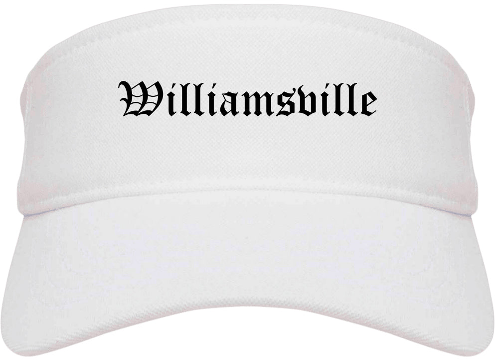 Williamsville New York NY Old English Mens Visor Cap Hat White