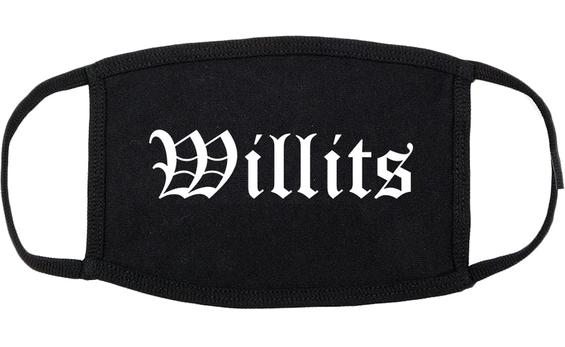 Willits California CA Old English Cotton Face Mask Black