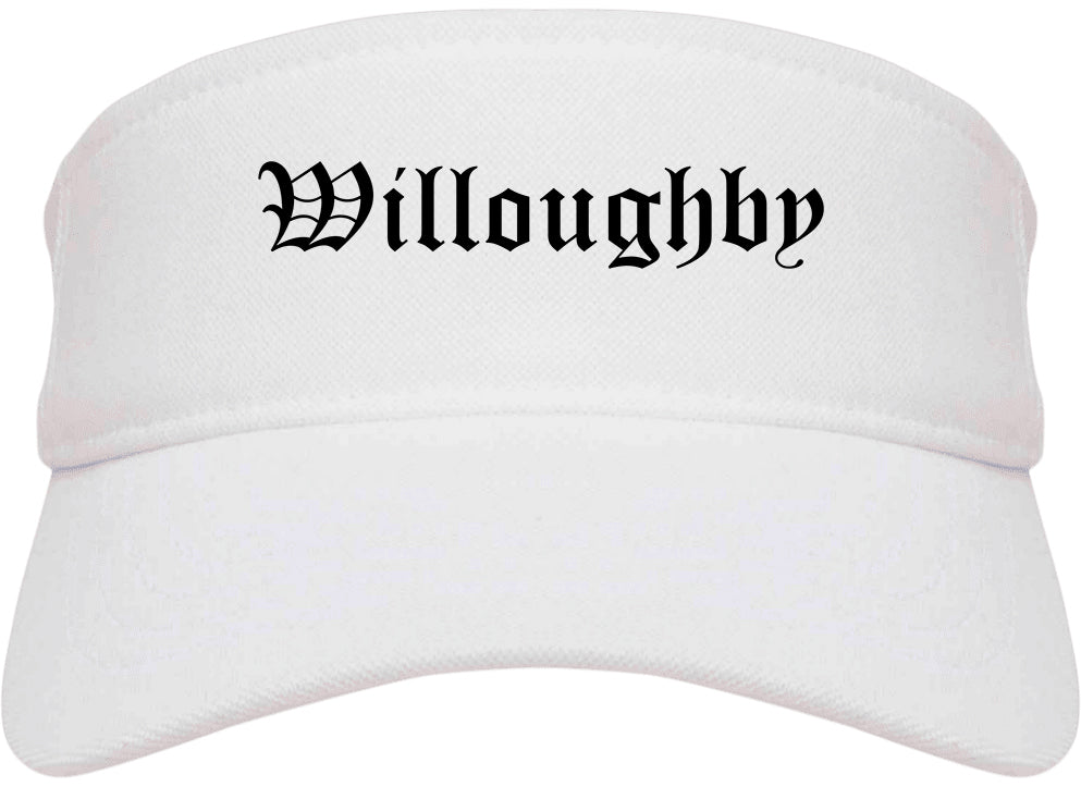 Willoughby Ohio OH Old English Mens Visor Cap Hat White