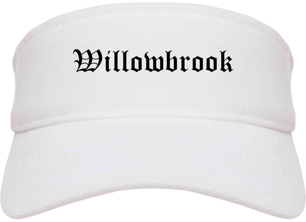 Willowbrook Illinois IL Old English Mens Visor Cap Hat White