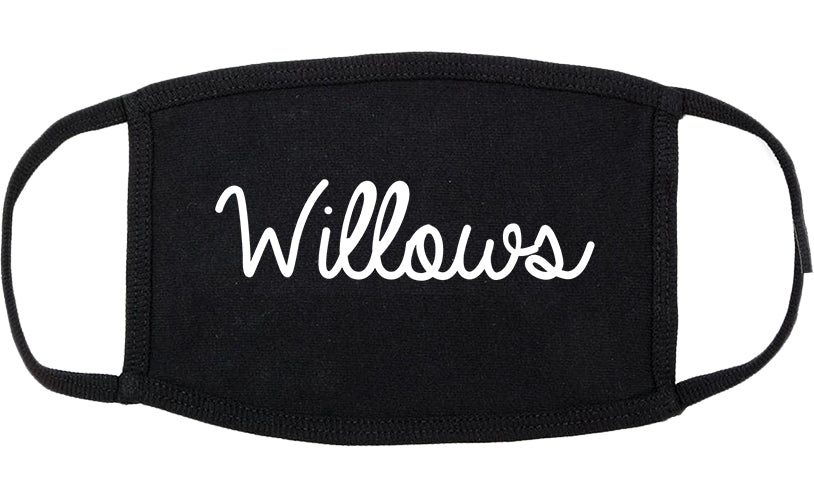 Willows California CA Script Cotton Face Mask Black