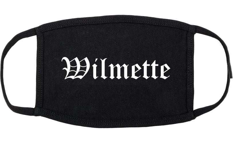 Wilmette Illinois IL Old English Cotton Face Mask Black