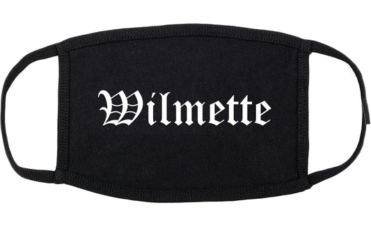 Wilmette Illinois IL Old English Cotton Face Mask Black