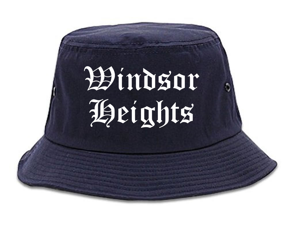 Windsor Heights Iowa IA Old English Mens Bucket Hat Navy Blue