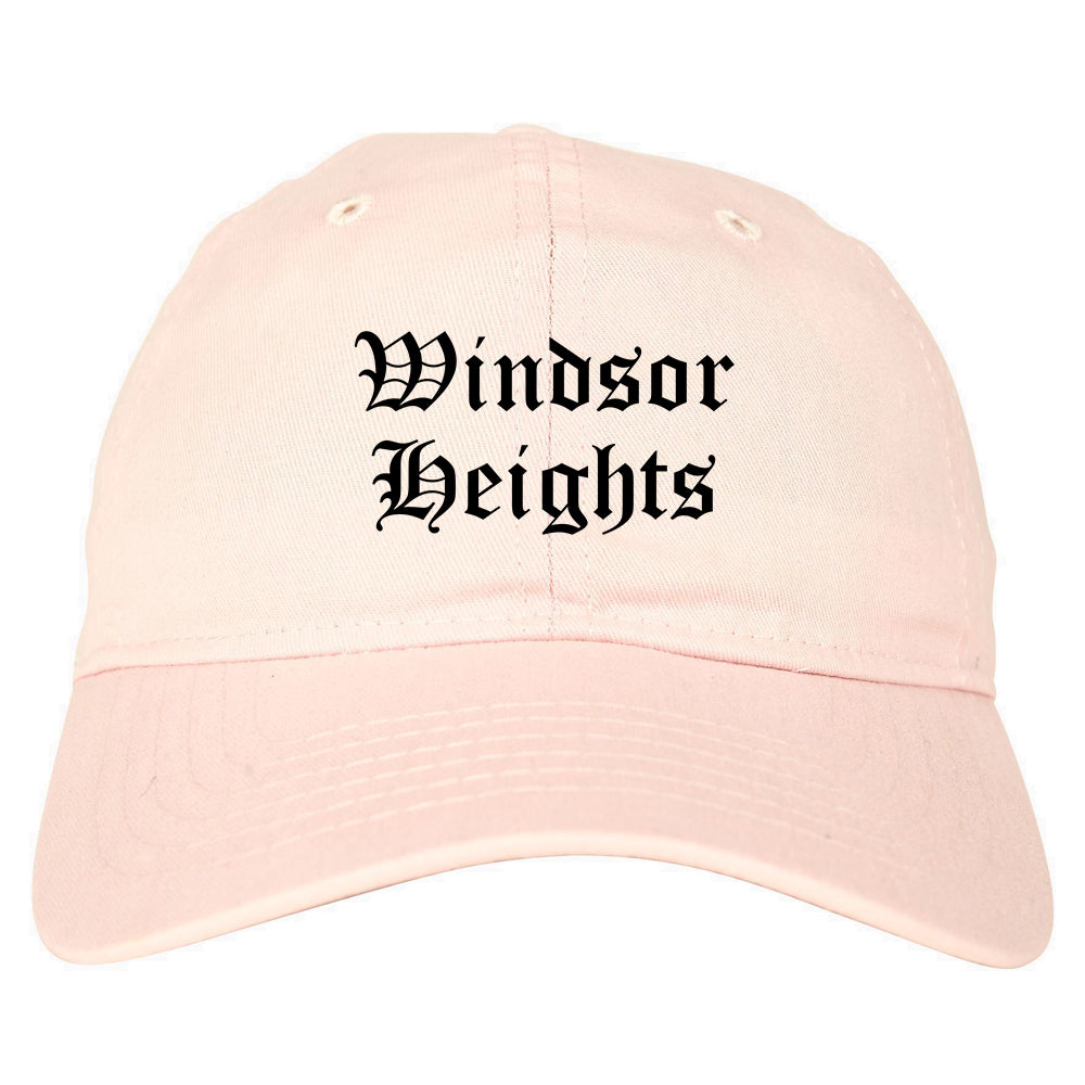 Windsor Heights Iowa IA Old English Mens Dad Hat Baseball Cap Pink