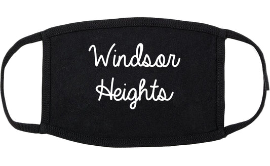 Windsor Heights Iowa IA Script Cotton Face Mask Black