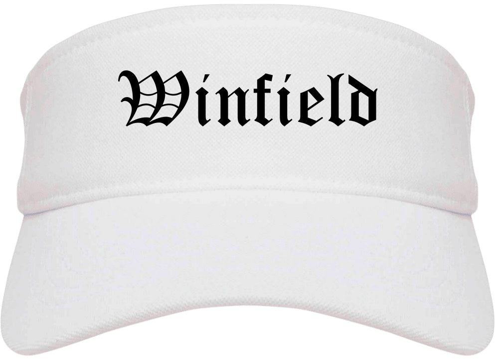 Winfield Illinois IL Old English Mens Visor Cap Hat White
