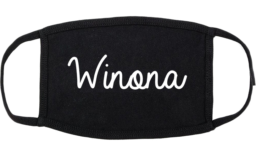 Winona Minnesota MN Script Cotton Face Mask Black