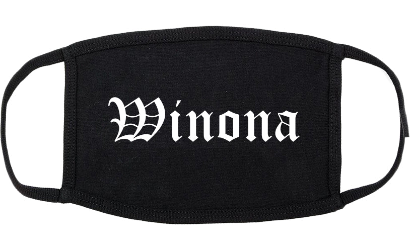 Winona Mississippi MS Old English Cotton Face Mask Black