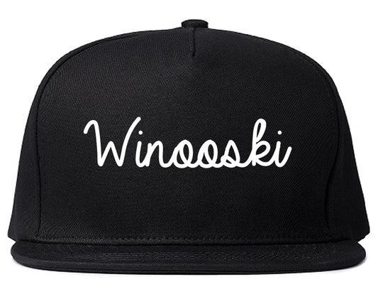 Winooski Vermont VT Script Mens Snapback Hat Black