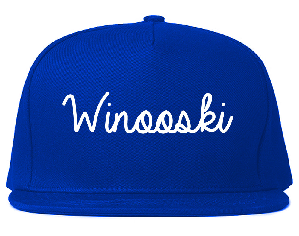 Winooski Vermont VT Script Mens Snapback Hat Royal Blue