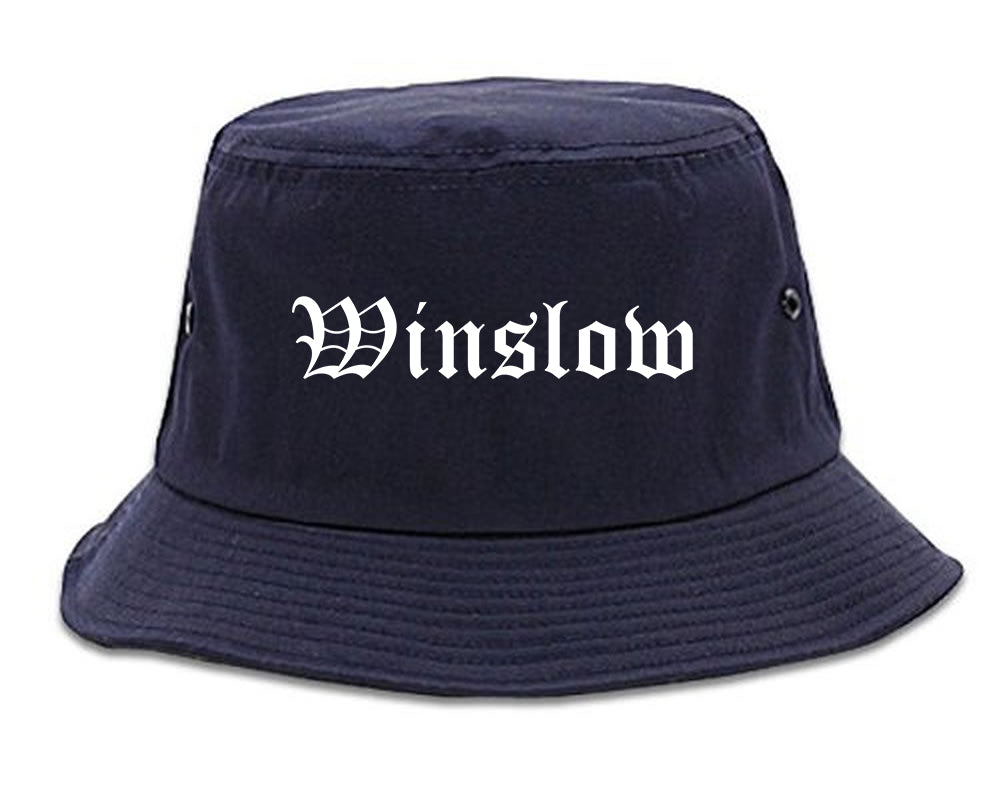 Winslow Arizona AZ Old English Mens Bucket Hat Navy Blue