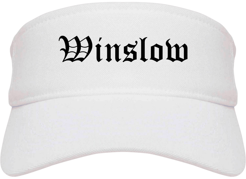 Winslow Arizona AZ Old English Mens Visor Cap Hat White