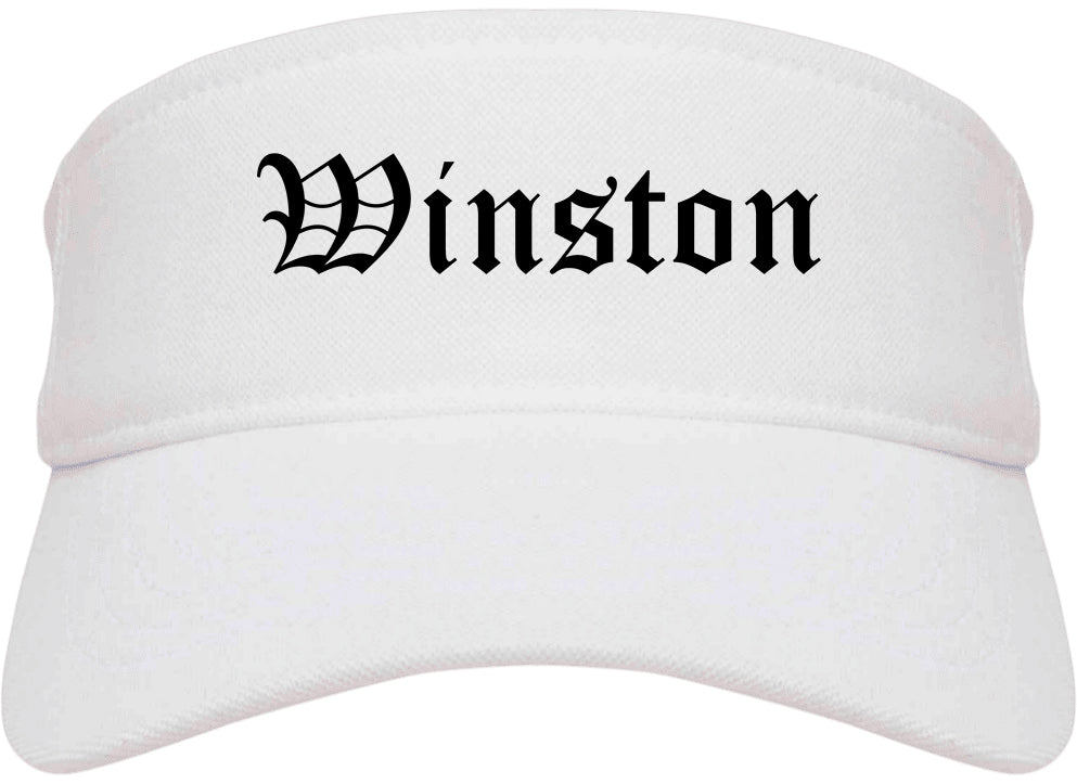 Winston Oregon OR Old English Mens Visor Cap Hat White
