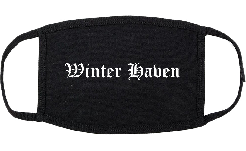 Winter Haven Florida FL Old English Cotton Face Mask Black