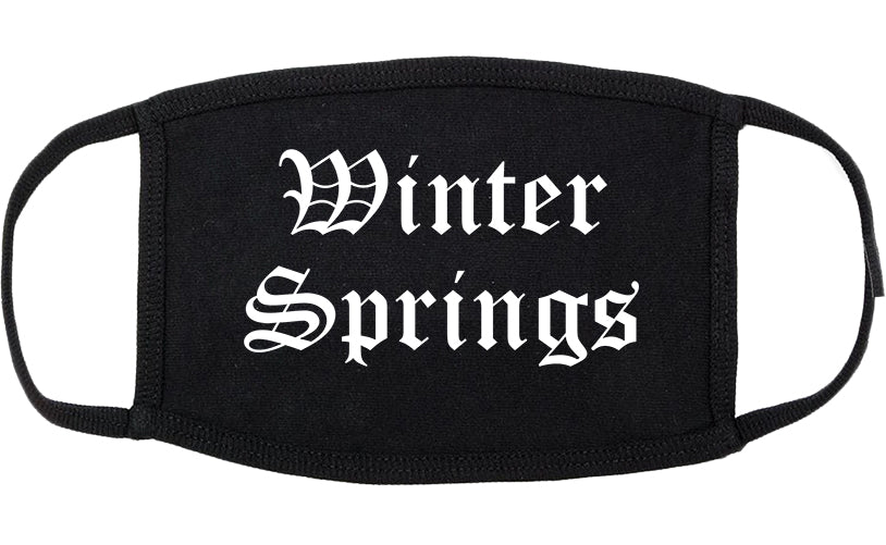 Winter Springs Florida FL Old English Cotton Face Mask Black