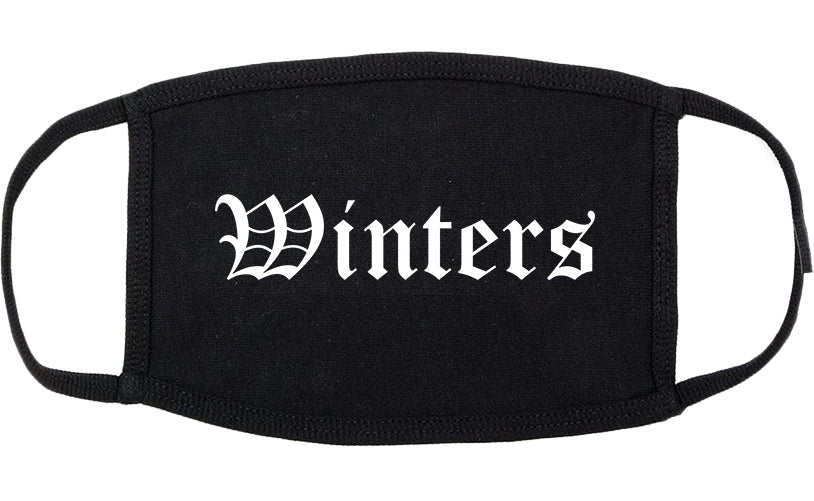 Winters California CA Old English Cotton Face Mask Black