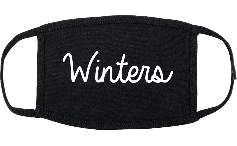 Winters California CA Script Cotton Face Mask Black