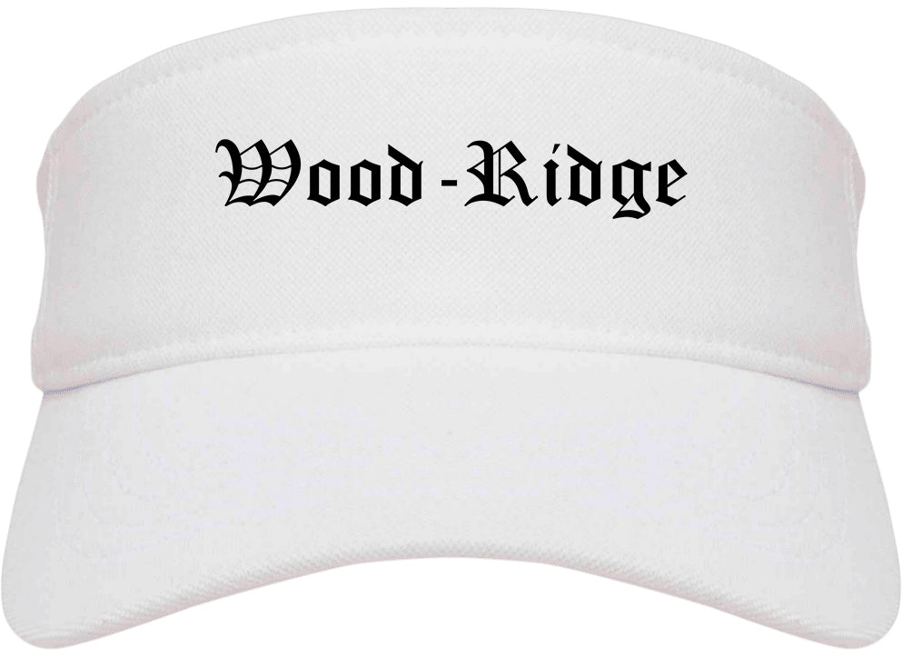 Wood Ridge New Jersey NJ Old English Mens Visor Cap Hat White