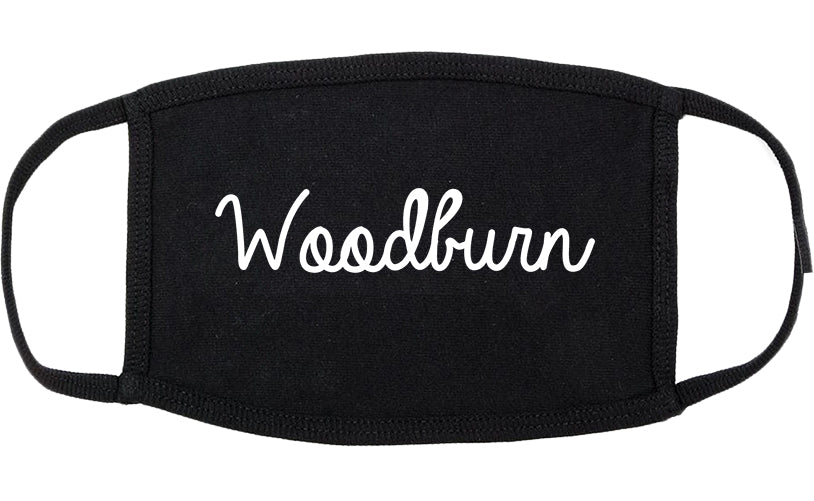 Woodburn Oregon OR Script Cotton Face Mask Black