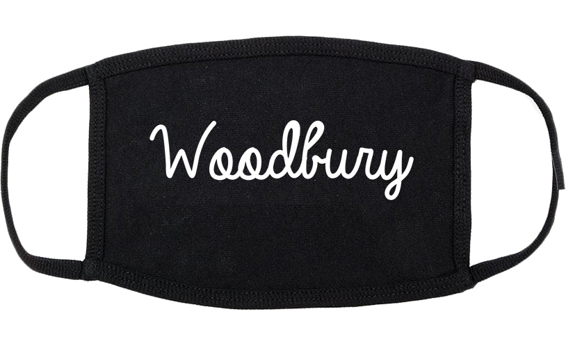 Woodbury New York NY Script Cotton Face Mask Black