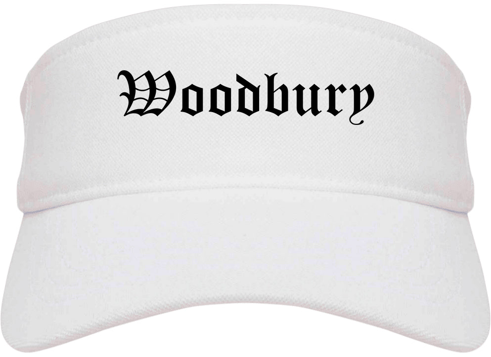 Woodbury New York NY Old English Mens Visor Cap Hat White