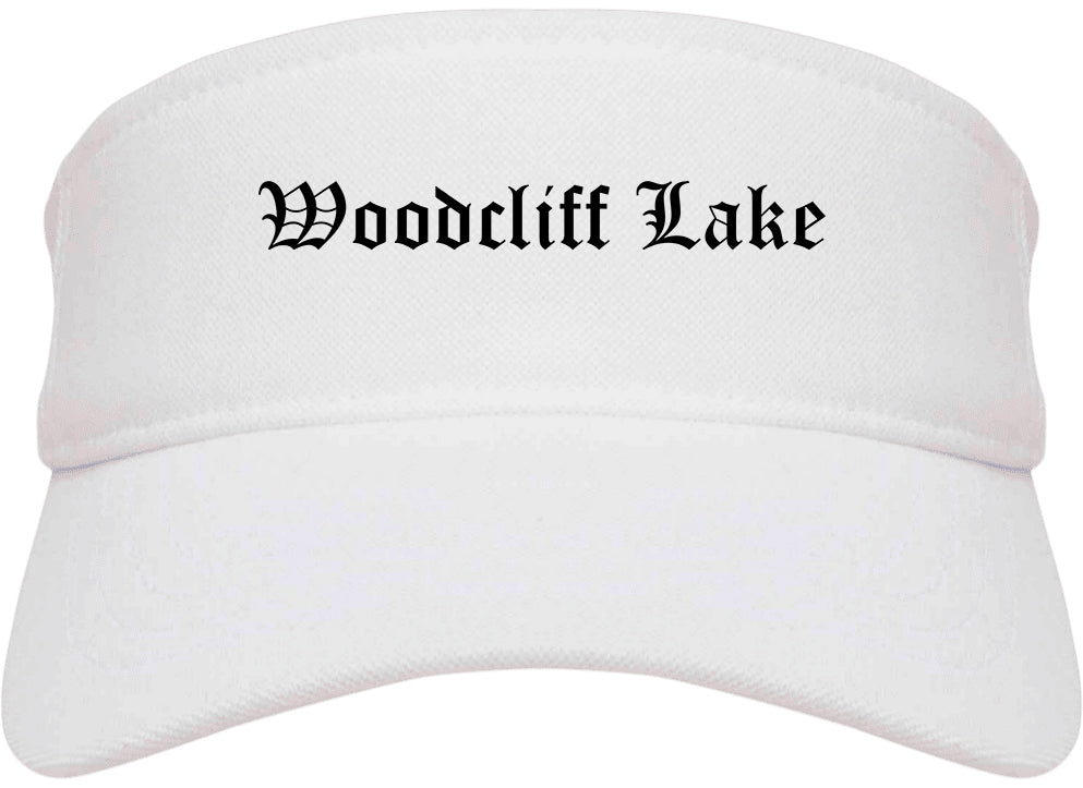 Woodcliff Lake New Jersey NJ Old English Mens Visor Cap Hat White