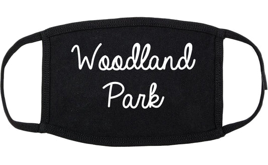 Woodland Park Colorado CO Script Cotton Face Mask Black