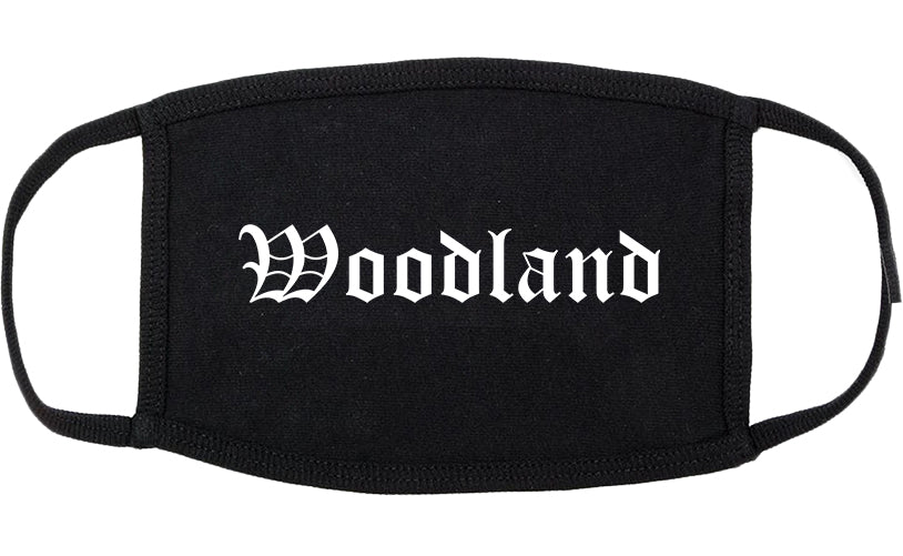 Woodland Washington WA Old English Cotton Face Mask Black