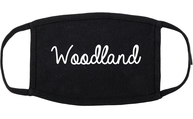 Woodland Washington WA Script Cotton Face Mask Black