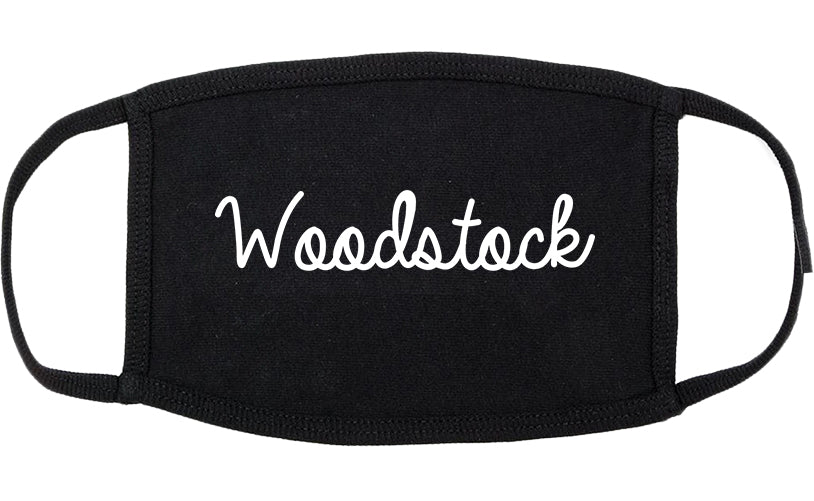 Woodstock Illinois IL Script Cotton Face Mask Black