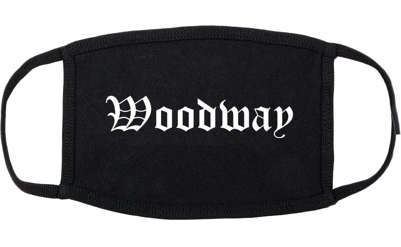 Woodway Texas TX Old English Cotton Face Mask Black