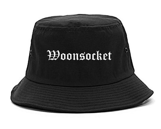 Woonsocket Rhode Island RI Old English Mens Bucket Hat Black