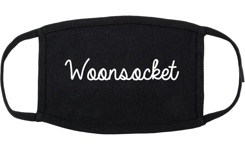 Woonsocket Rhode Island RI Script Cotton Face Mask Black