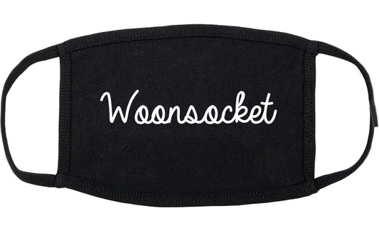 Woonsocket Rhode Island RI Script Cotton Face Mask Black