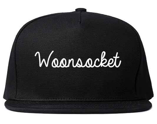 Woonsocket Rhode Island RI Script Mens Snapback Hat Black