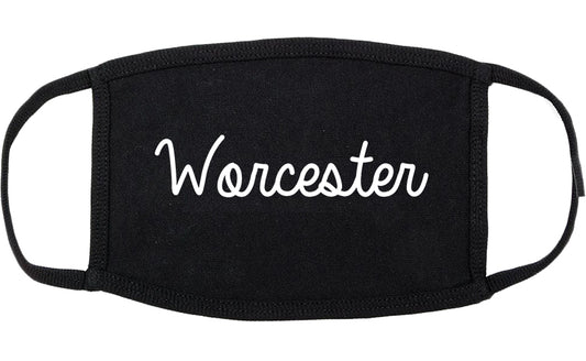 Worcester Massachusetts MA Script Cotton Face Mask Black