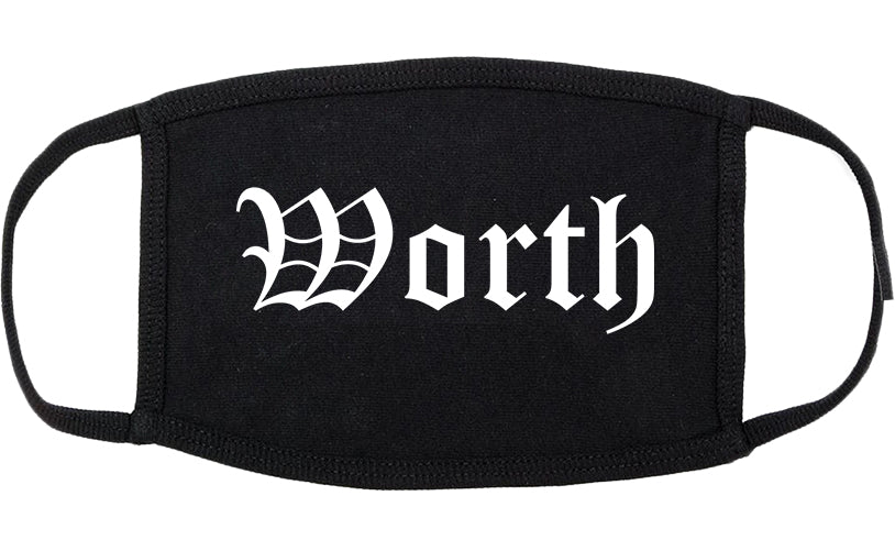 Worth Illinois IL Old English Cotton Face Mask Black