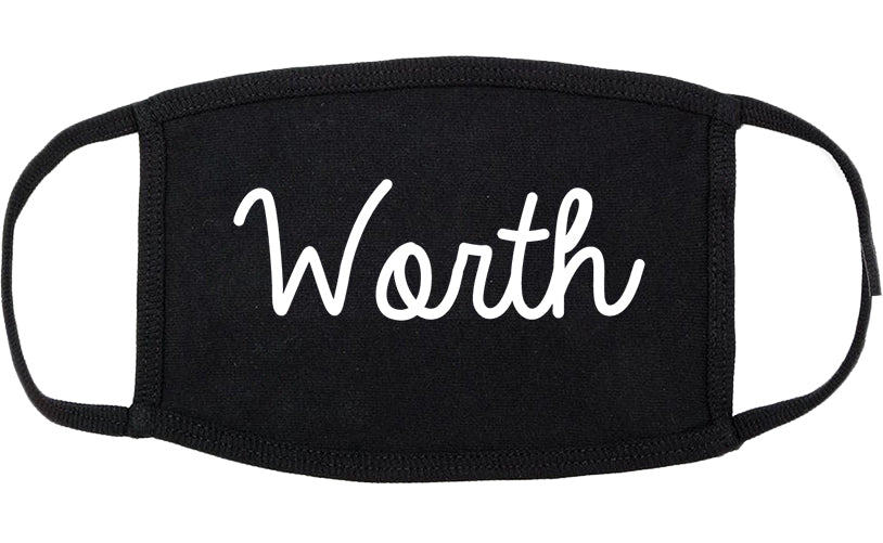 Worth Illinois IL Script Cotton Face Mask Black
